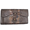 Guess Brown Embossed Croc Faux Leather Wallet Clutch Stud Detail Zip Buckle Closure