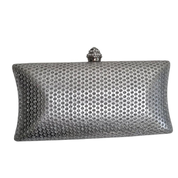 Silver Rhinestone Evening Clutch Bag – Includes 2 Chains