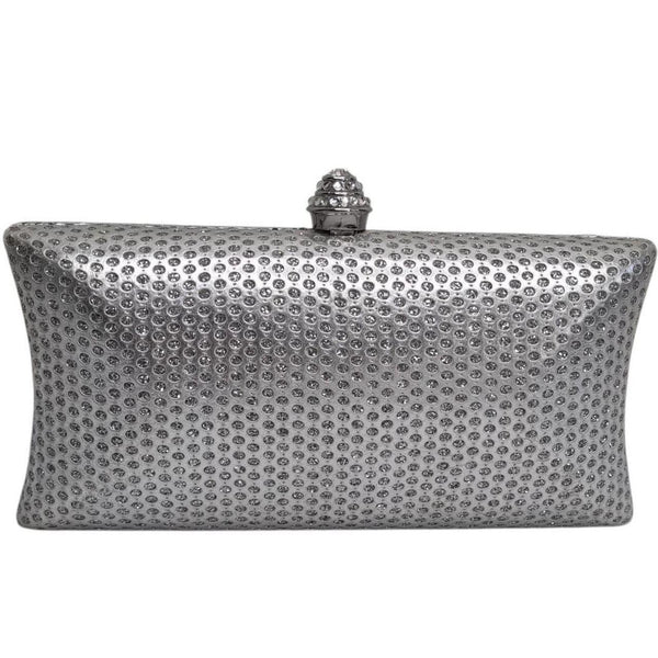 Silver Rhinestone Evening Clutch Bag – Includes 2 Chains