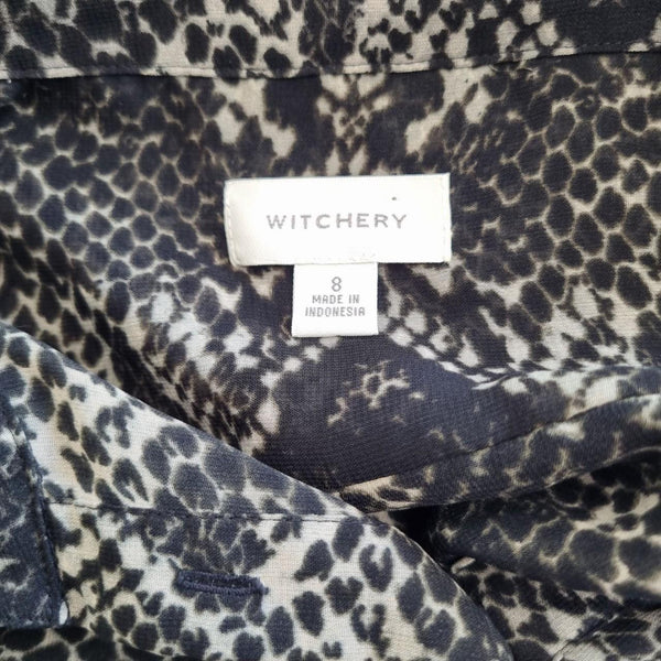 Witchery Snakeskin Print Sheer Shirt Top Blouse – Size 8 AU
