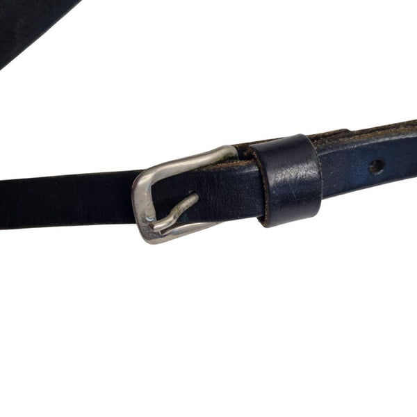 Vintage Black Genuine Leather Crossbody Saddle Bag