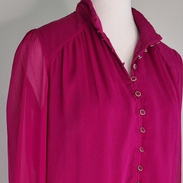 Portmans Pink Sheer Button-Up Blouse Top – Size 10 AU