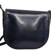 Vintage Black Genuine Leather Crossbody Saddle Bag