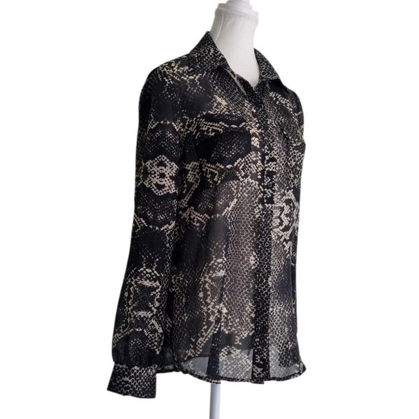 Witchery Snakeskin Print Sheer Shirt Top Blouse – Size 8 AU