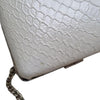 Forever New White Faux Snakeskin Clutch Bag with Rhinestone Clasp