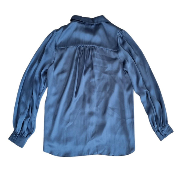 Forever New Satin Button-Up Blouse – Blue – AU 12