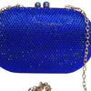 Miss Anne Royal Blue Rhinestone Evening Clutch Bag Gold Chain Strap