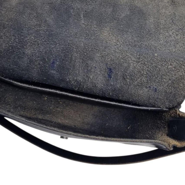 Vintage Black Genuine Leather Crossbody Saddle Bag