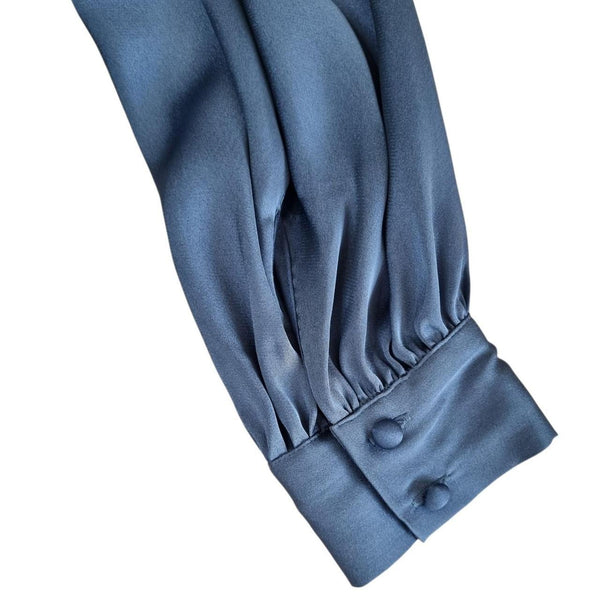 Forever New Satin Button-Up Blouse – Blue – AU 12