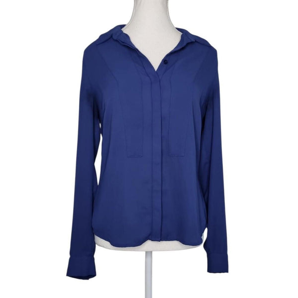 Cue Blue Long Sleeve Blouse Top Shirt Office Workwear – Size 8