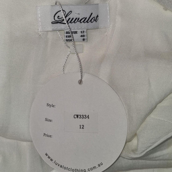 Luvalot White Fringed Mini Dress Layered Ruffle Hem Cocktail Party 12 AU