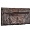 Guess Brown Embossed Croc Faux Leather Wallet Clutch Stud Detail Zip Buckle Closure