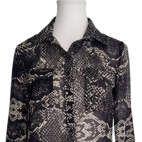 Witchery Snakeskin Print Sheer Shirt Top Blouse – Size 8 AU