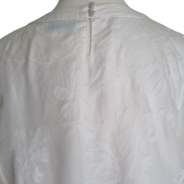 Blue Illusion White Floral Textured Tunic Blouse Top – Size XL