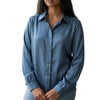 Forever New Satin Button-Up Blouse – Blue – AU 12