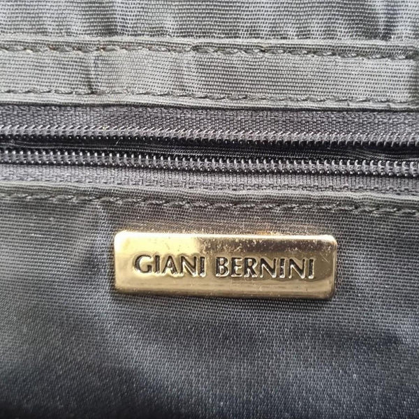 Giani Bernini Navy Blue Leather Shoulder Bag Gold Handle Crossbody Purse