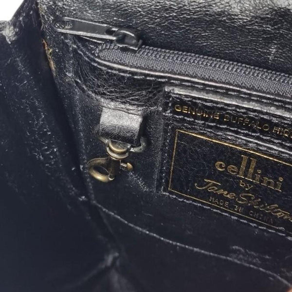 Vintage Cellini by Jane Shilton Black Genuine Buffalo Leather Crossbody Bag