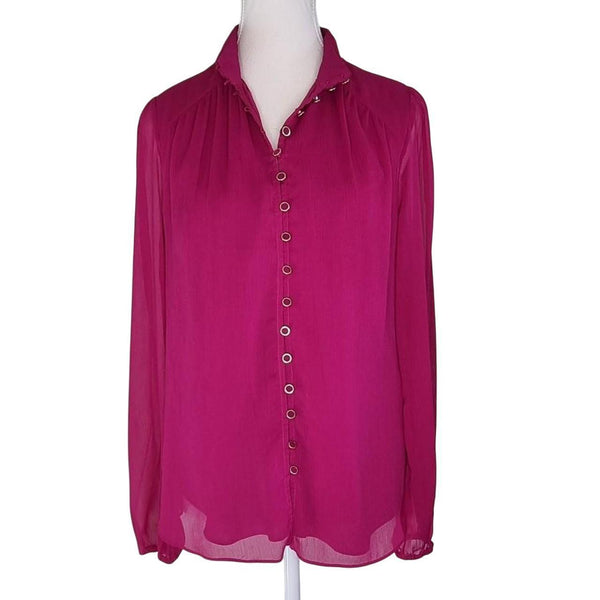 Portmans Pink Sheer Button-Up Blouse Top – Size 10 AU