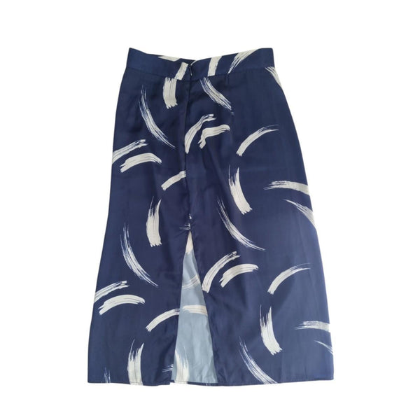 Milk And Honey Navy Brushstroke Print SkirtNew With Tags 8 AU