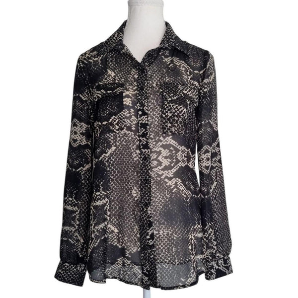 Witchery Snakeskin Print Sheer Shirt Top Blouse – Size 8 AU