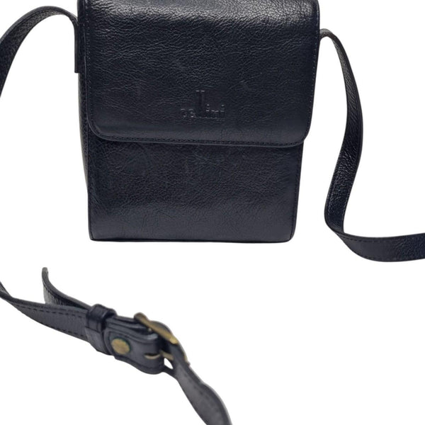 Vintage Cellini by Jane Shilton Black Genuine Buffalo Leather Crossbody Bag