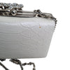 Forever New White Faux Snakeskin Clutch Bag with Rhinestone Clasp