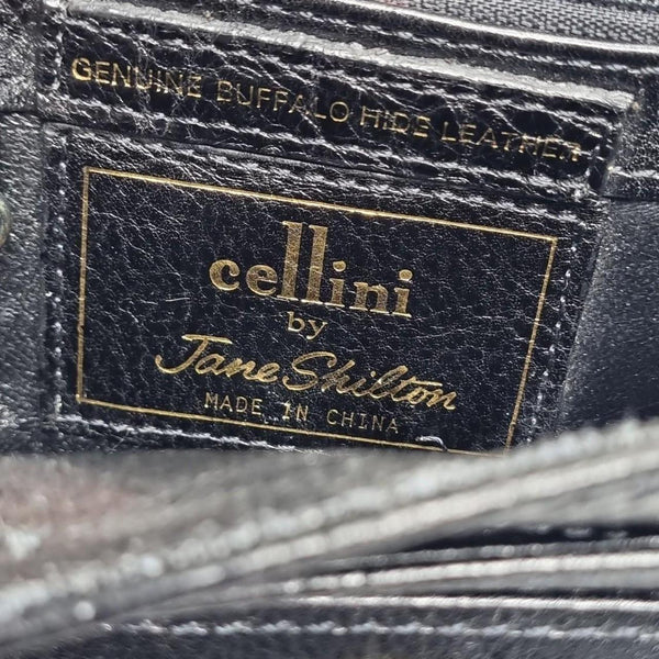 Vintage Cellini by Jane Shilton Black Genuine Buffalo Leather Crossbody Bag