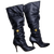James West Rare Black Leather Slouch Knee-High Boots Made in Spain AU/UK 6.5