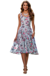 Caroline Morgan Pastel Blue Floral Midi Dress 8 AU