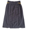 CELINE Paris Wool Cashmere Skirt Grey with Gold Chain, Size 8–10 AU