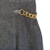 CELINE Paris Wool Cashmere Skirt Grey with Gold Chain, Size 8–10 AU