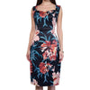 Cue Black Floral Print Fitted Dress Size 6 AU