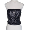 Romwe Black Faux Leather Corset Tube Top with Cross Pendant – Size XL