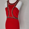 Knight Angel Red Bodycon Dress with Stud Mirror Detail 8 AU