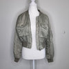 H M Divided Cropped Bomber Jacket Khaki Green