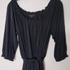 Apart Black Off-Shoulder Midi Dress With Tie Waist Size 10 AU