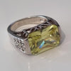 Womens Lemon CZ Sterling Silver Ring Silver