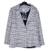 David Jones Tweed Blazer Jacket Blue White Check Classic Chic Size 8 AU