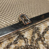 Olga Berg Metallic Mesh Evening Clutch Bag Champagne Beige .