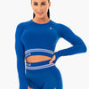 Ryderwear Blue Long Sleeve Crop Top Small