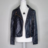 Black Faux Leather Moto Jacket Rose Gold Hardware Size AU 8