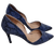 Urban Soul Violet Blue Snakeskin Leather Heels Size 38