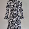 Miss Selfridge Black And White Floral Print Dress Ruffle Sleeve Cuffs Size 6 AU