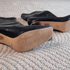 Novo Black Faux Leather Ankle Boots Square Toe Pull-On Stiletto Heel 9 AU