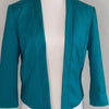 Jacqui E Teal Cropped Open Front Blazer Green Size 10