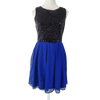 B.Darlin Black Sequin &amp; Blue Skater Dress AU 10