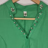 Dian Yi Liam Green Blouse with faux Pearl Collar Green