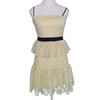 Bardot Yellow Lace Tiered Mini Dress Size 8 AU