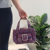 Cabrelli purple faux-croc handbag, silver buckle boldstyle