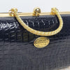 Arcad G. Versace Black Croc-Embossed Frame Bag Italy Spain